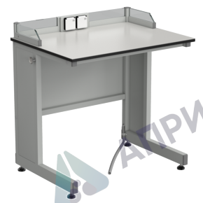 Стол ученический с бортиком и розетками 600х600х840, раб. поверхность - ЛАМИНАТ СЕРЫЙ
