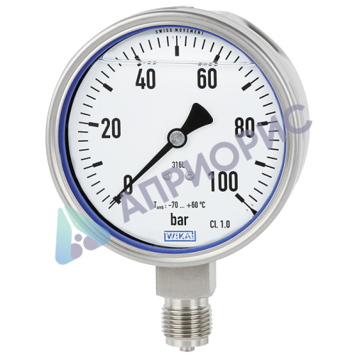 Поверка манометров с трубкой Бурдона, нержавеющая сталь PG23LT