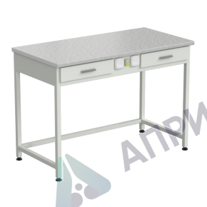 Стол лабораторный с 2-мя ящиками и электрикой 1200x600x850 мм, раб. поверхность - ЛАМИНАТ БЕЛЫЙ